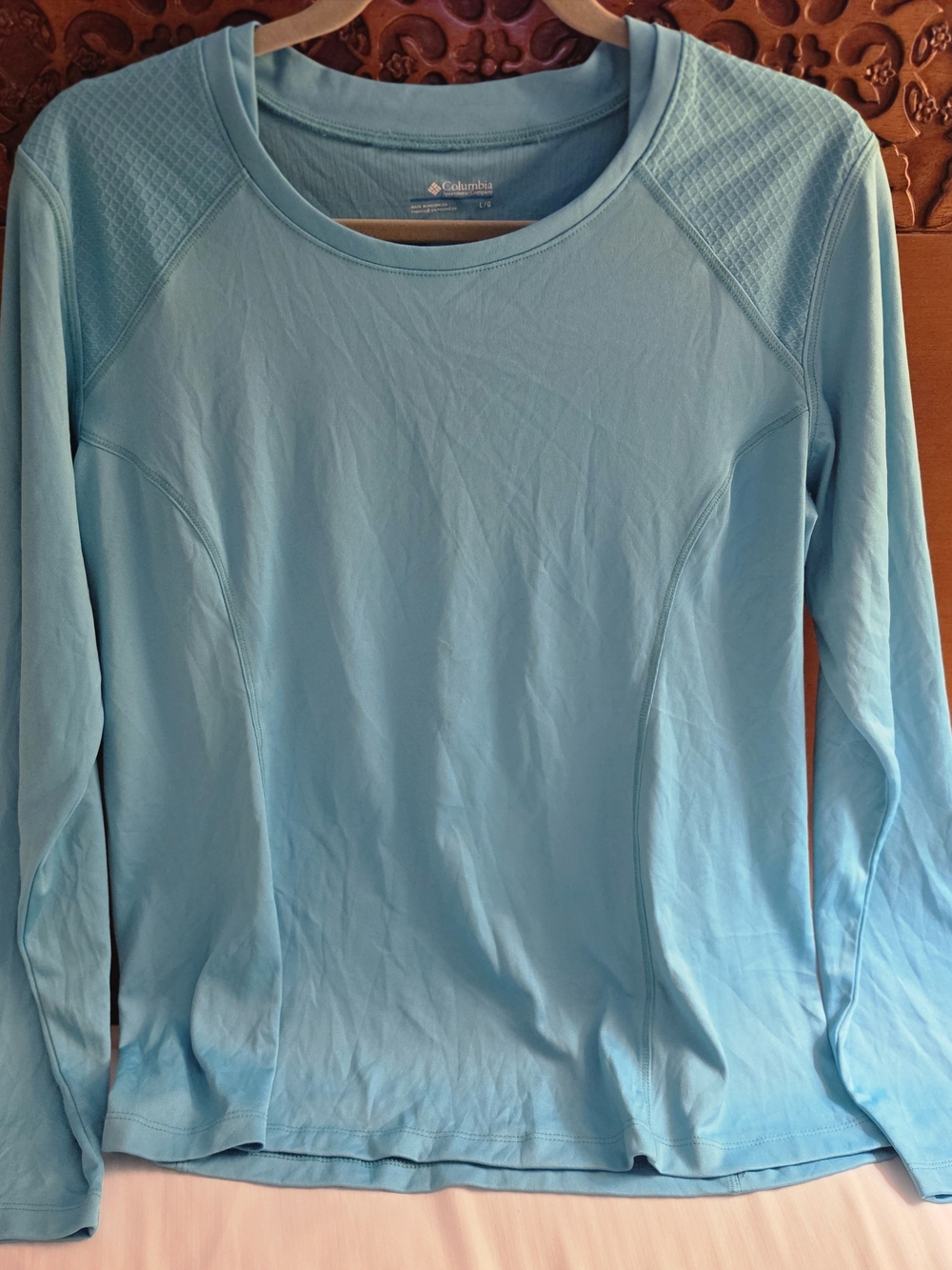 Columbia Women's Freezer Coil Long Sleeve Sun Shirt Turquoise Blue Green L